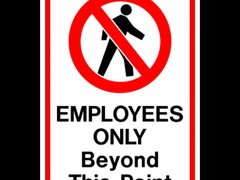 Sign employees only beyond this point